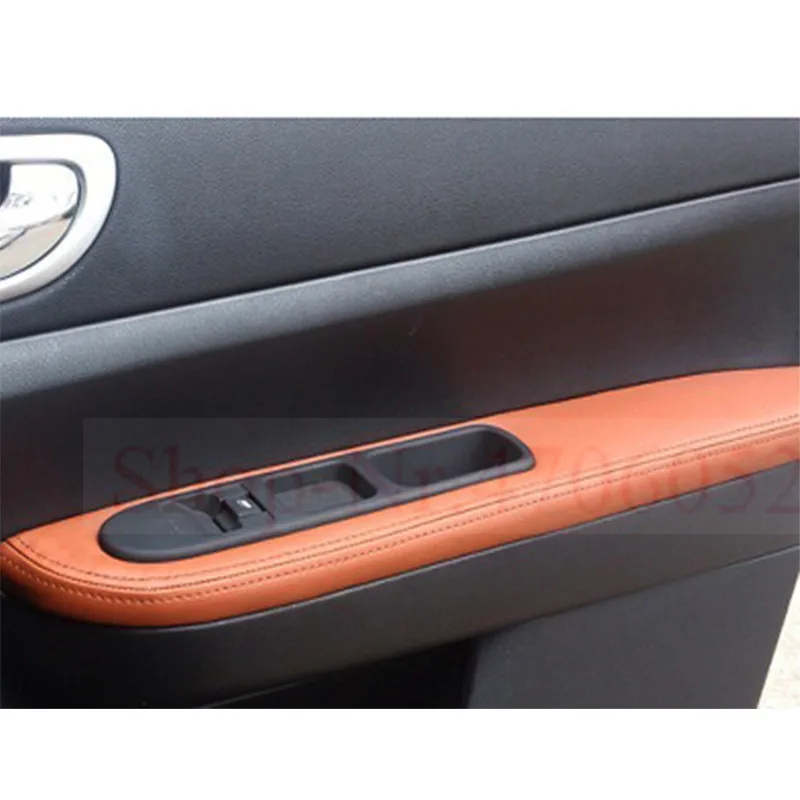 Для peugeot 307 2004 2005 2006 2007 2008 2009 2010 2011 2012 2013 4 шт. двери автомобиля подлокотник Панель чехол из кожи на основе микроволокна с отделкой - Название цвета: Feast