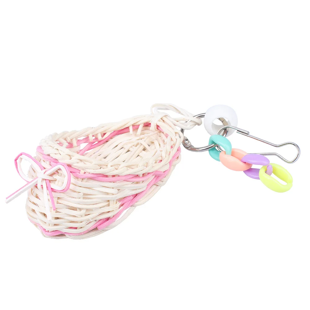 Bird Parrot Bell Toy Rattan Plaited Slipper Style Swing for Small Medium Birds | Дом и сад