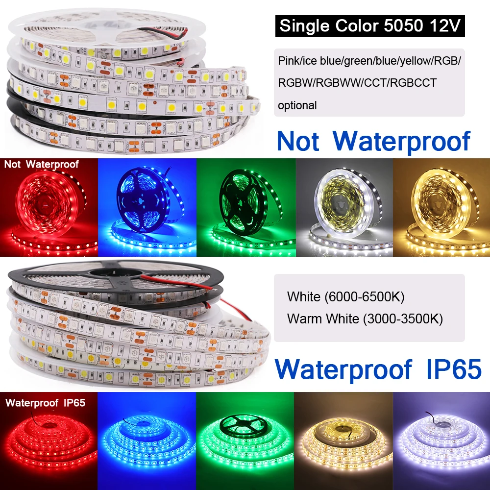 Светодиодная лента RGB CCT RGBCCT теплый светильник белый 5050 12В 24В Водонепроницаемый 5