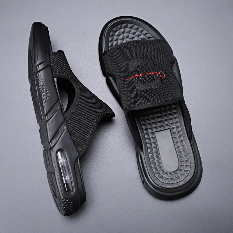 2020 Mens Shoes Air Mesh Cushion Slip On Designer Sandals Summer Men Beach Rome Gladiator Black Soft | Обувь