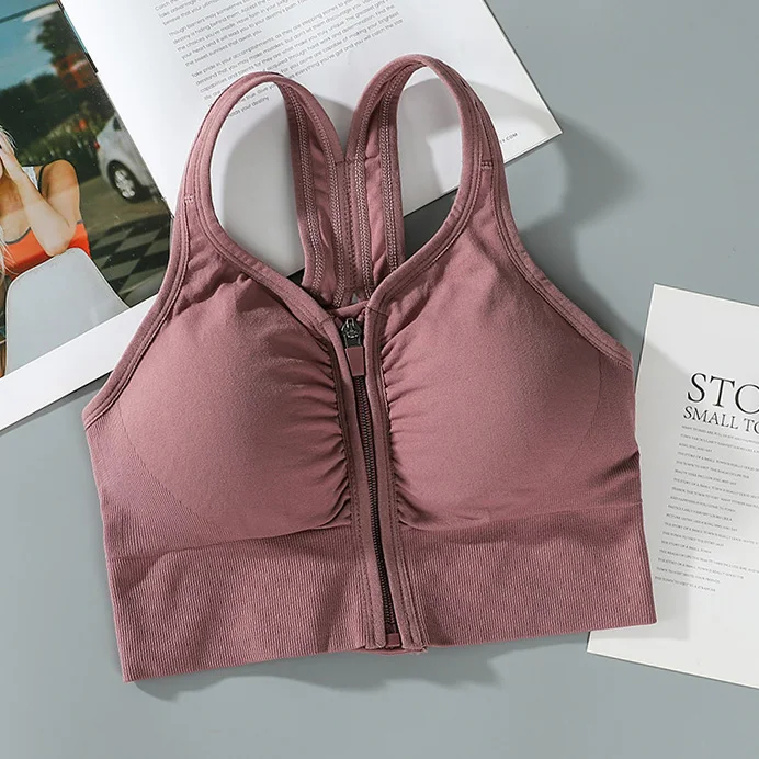 

Plus Size Women Front Zipper Sports Top Bra Women Shockproof Gym Shirt Sports Bra Lady Push Up Brassiere Sportswear