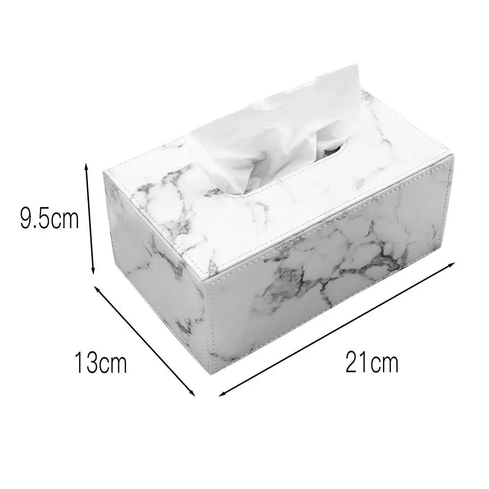 

Chic Tissue Case Box Container PU Leather Marble Pattern Home Car Towel Napkin Papers Bag Holder Box Kitchen accessories