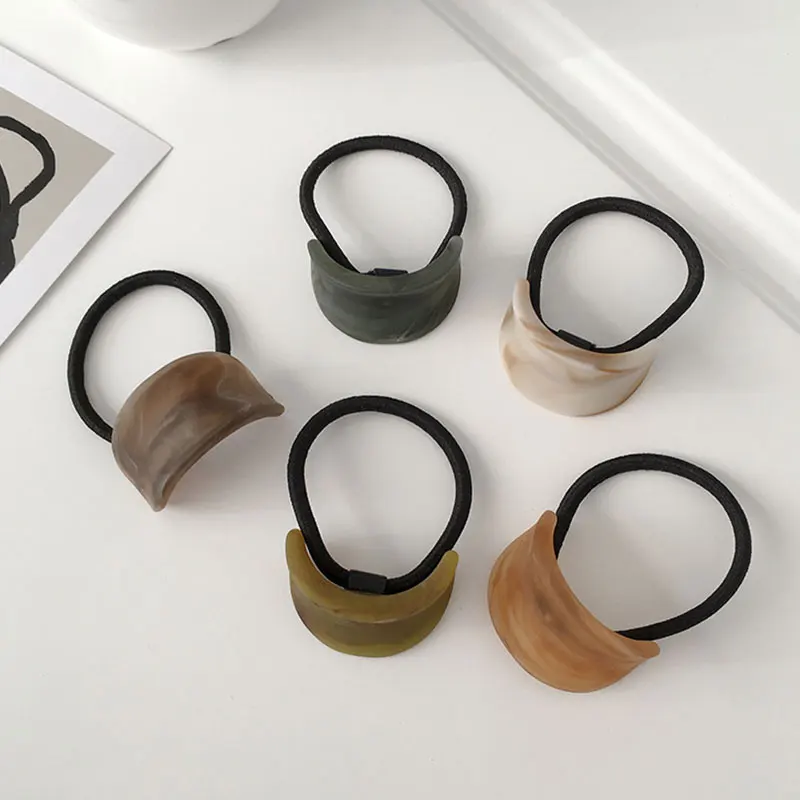 

Matte Wood Grain Hair Rope Acetate Large Intestine Hair Ring Geometric Hair Tie Ponytail Holder Headwear Girls Hair Accessories