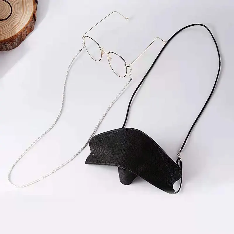 

Trend Simple Braided Rope Mask Stand Lanyard PU Leather Material Personality Fashion Glasses Rope Necklace Jewelry Gift