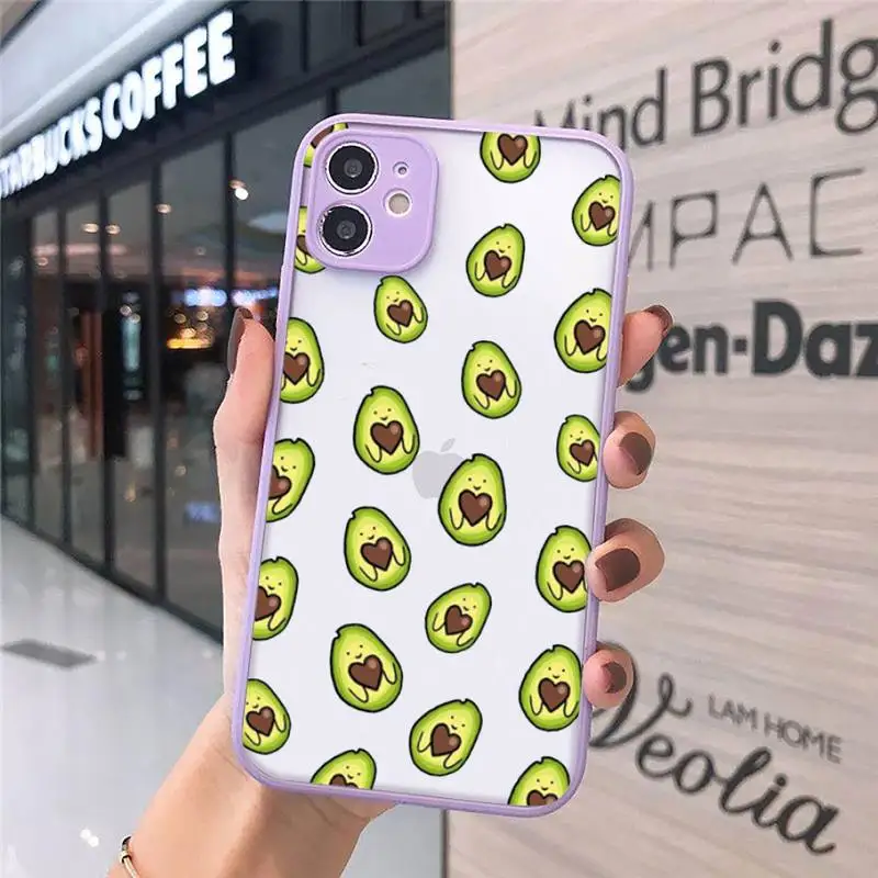 

cute cartoon Avocado funny Phone Cases Matte Transparent for iPhone 7 8 11 12 s mini pro X XS XR MAX Plus cover funda