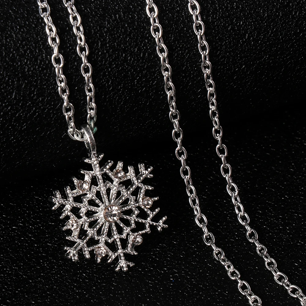 1 шт. Горячее предложение серебряное хрустальное ожерелье в виде снежинок