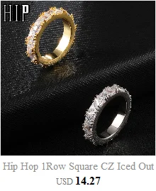 Хип-хоп популярные Bling Iced Out кубинская цепь медь циркон кольцо для мужчин женщин ювелирные изделия золото серебро