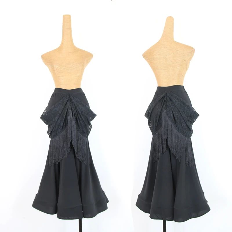

Modern Dance Costumes Women Dancer Practice Lace Fringe Skirt Ballroom Dance Competition Dresses Waltz Stage Clothes DQL2937