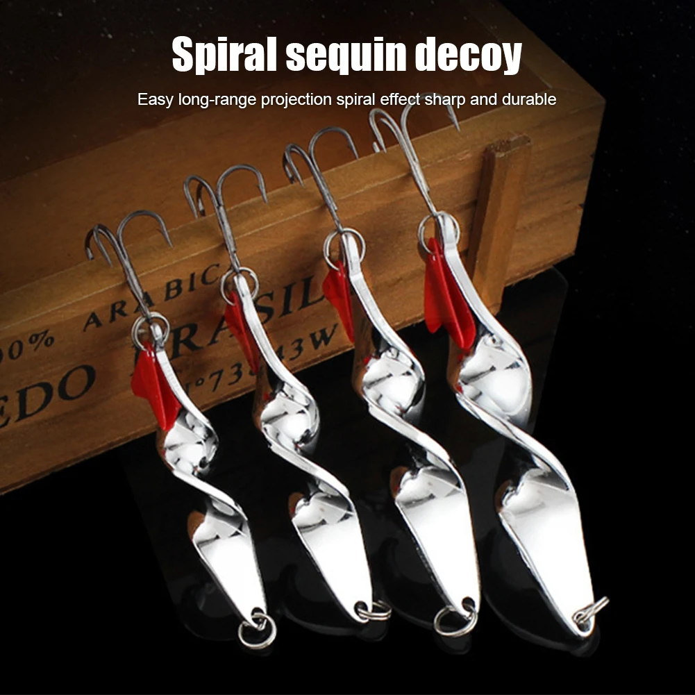 

1Pcs Rotating Metal Spinner Sequins Spoon Fishing Lure Hard Baits For Trout Pike Pesca Peche Treble Hook Tackle 10/14/21/28g