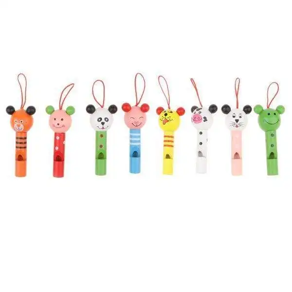 

2x8 Pieces Wooden Cartoon Animal Head Trumpet Whistle Musical Instrument Toy