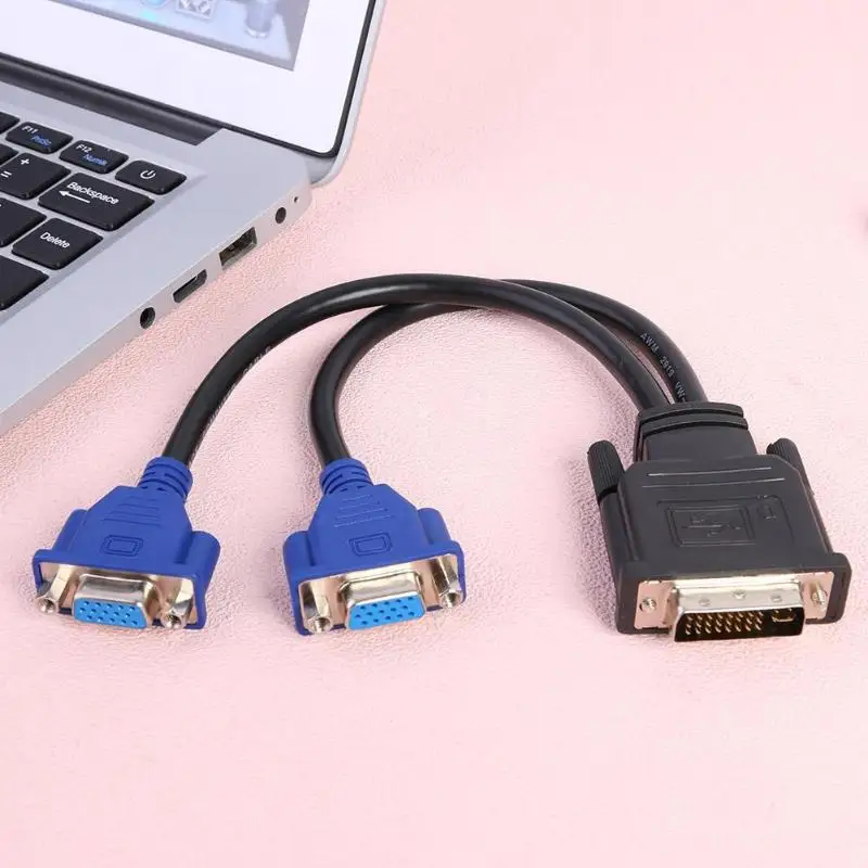 

DVI-I 24+5 Pins Male to 2/TWO Dual VGA Female Monitor Adapter Y-Splitter Cable 15pin VGA Female to Male connector 25 cm/9.84''