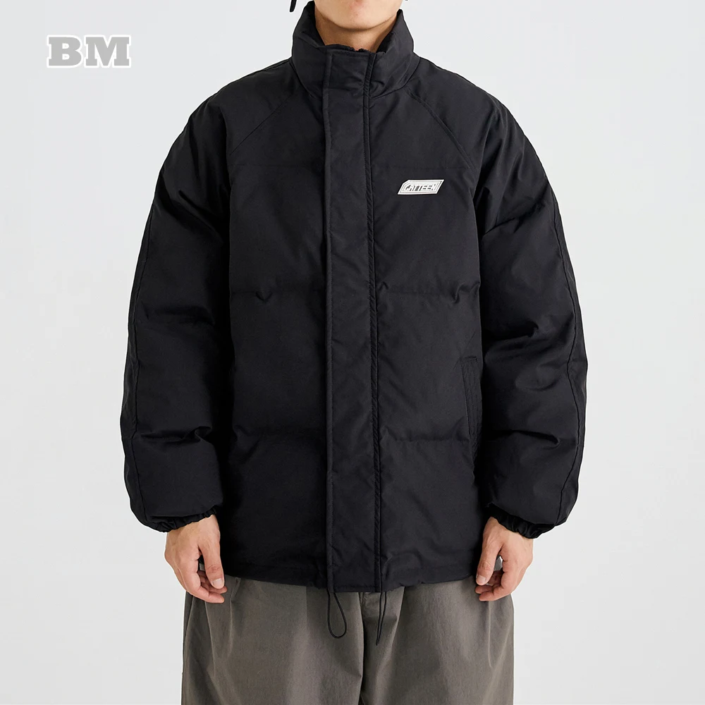

Winter Korean Style Stand Up Collar Casual Padded Jacket Male Japanese Streetwear High Quality Fashion Parkas Harajuku Men Coat