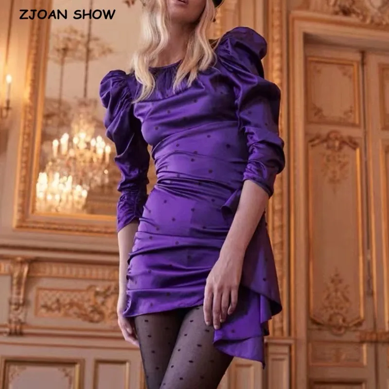 2020 пикантная обувь с узором в горошек принтом асимметричное платье буффами на