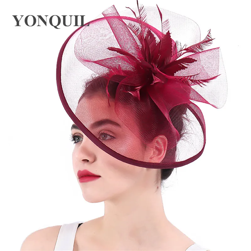 Вуалетка с перьями женская модная шляпка коричневого цвета аксессуары для волос