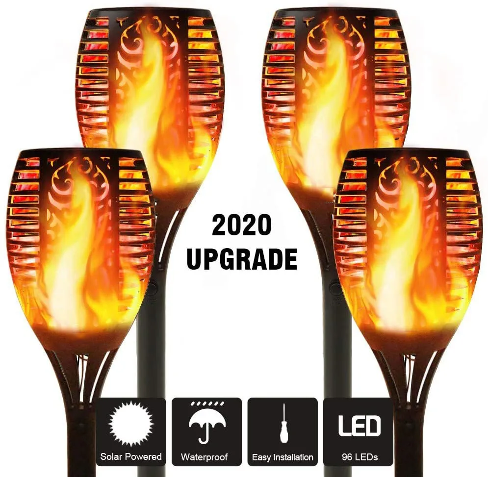 Горячая 51LED 96LED Солнечная пламя фонарь светильник мерцание Водонепроницаемый декора сада ландшафтный светильник лужайки путь светильник ing фонарь напольный светильник - изображение