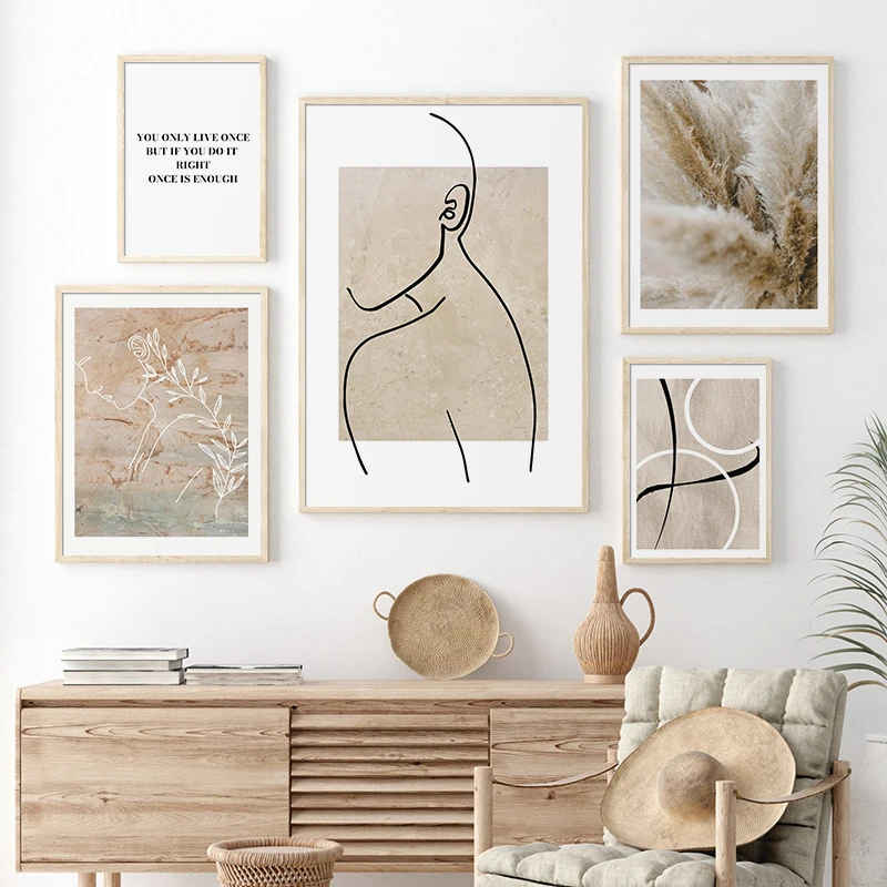 

Scandinavian Minimalist Line Wall Art Canvas Painting Nordic Posters and Prints Wall Pictures for Living Bedroom Decoration