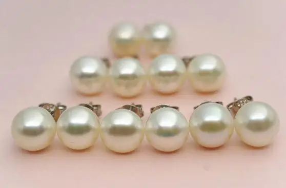 Unique Pearls jewellery Store 8 5mm White Freshwater Pearl Earrings Silver Stud Earring Charming Wedding Women Jewelry | Украшения и