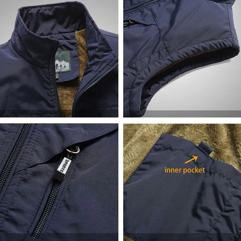 

Winter Men Fleece Warm Vest With Many Pockets Autumn Male Casual Thick Multi Pocket Waistcoat New Photographer Sleeveless Jacket