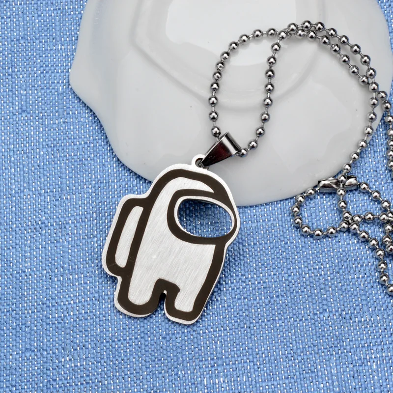 

The New Hot Game Related Products Among Us Stainless steel Keychains Accessories Creative Metal Anime Key Chains Bag Pendant