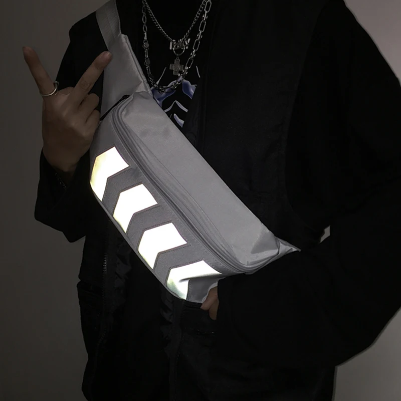 Светоотражающая поясная сумка унисекс модная бананка в уличном стиле холщовая