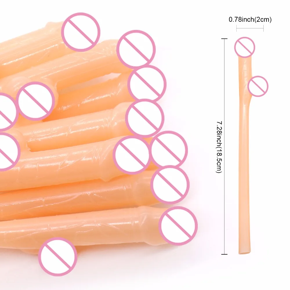 

10Pcs Cuticolor penis straws Bride Shower Sexy Hen Night Willy Drinking Penis Novelty Nude Straw for Bar Bachelorette Party