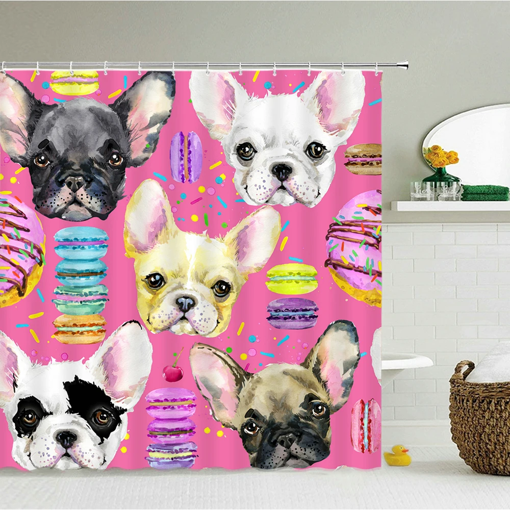 

Тканевые занавески для душа с принтом милой собаки, занавески для ванной с красочным мультяшным рисунком, водонепроницаемые декоративные з...