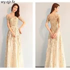 Длинные Платья для подружек невесты, с золотыми блестками, с круглым вырезом, для выпускного, свадебвечерние ринки, HJZY-110, платье на выпускной, на заказ, оптовая продажа