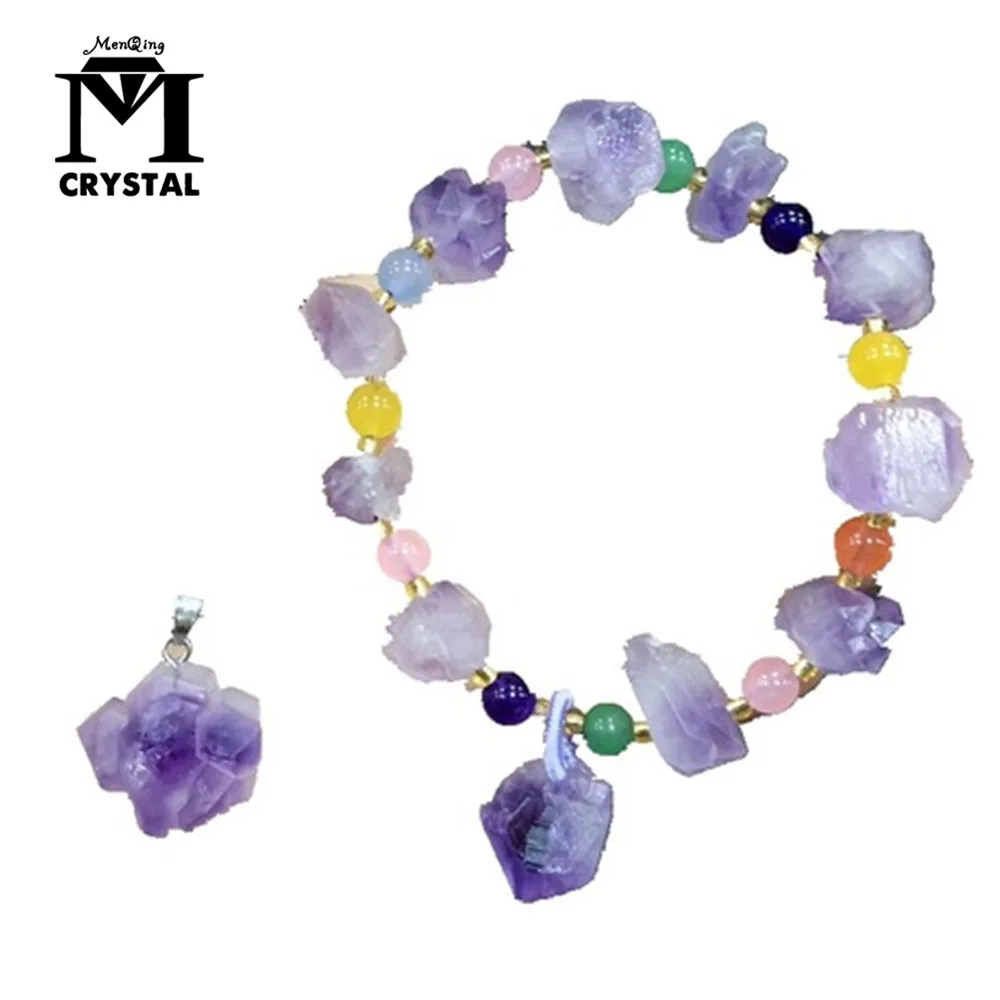 1 комплект браслет из натурального аметиста чакры рейки кристалл кулон