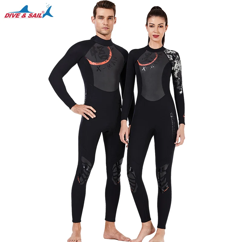 Неопреновый цельный купальный костюм для мужчин и женщин 3 мм с длинным рукавом