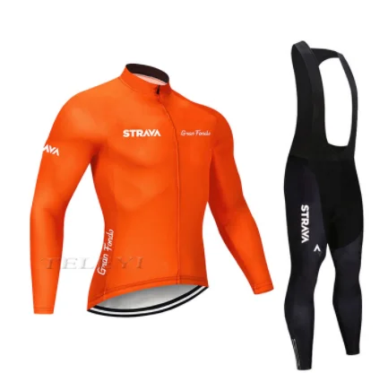 Long sleeve suit STRAVA road bike team 9D cojin de equitacion traje de primavera y otono camisa de manga larga jersey - Цвет: Long sleeve suit