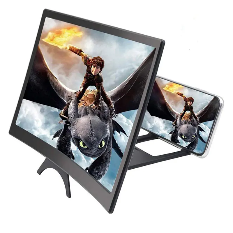 Phone Screen Amplifier 12 Inch Curved Magnifier Foldable 3D HD Video Cinema Phones Holder Stand Mobile Projector | Мобильные