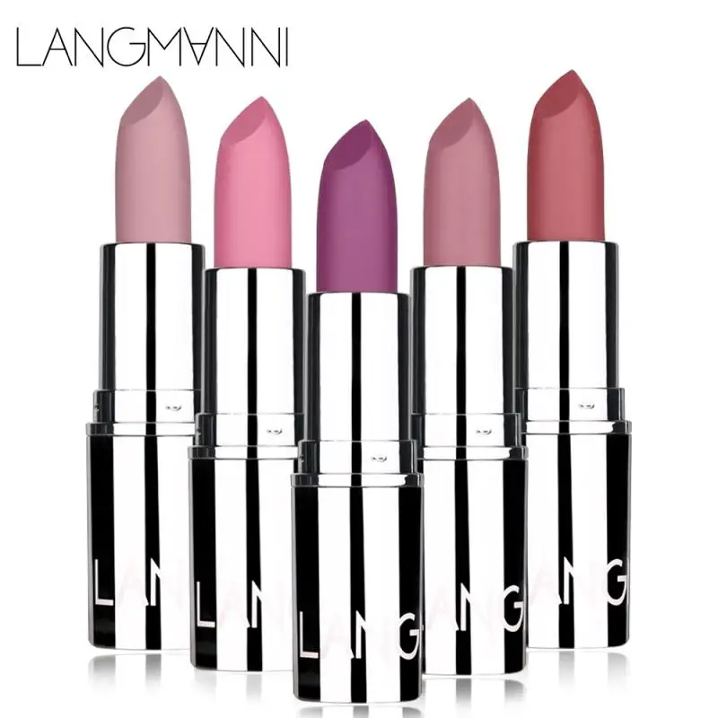 

LANGMANNI Matte Lipstick Lasting Moisturizing Lipstick No Fading Lip Glaze For Lady Lip Non-Stick Cup Beauty Makeup Tools TSLM1