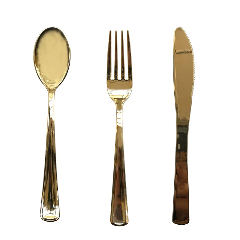 8 шт. пластиковый одноразовый нож ложка цвета розового золота для украшения