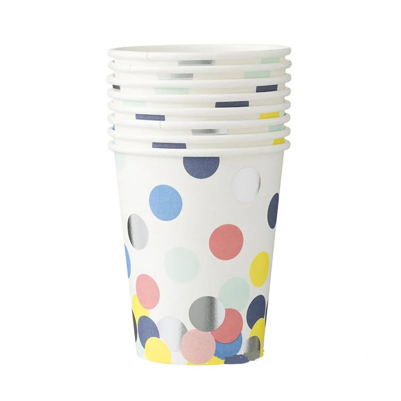 

Large Colored Round Dots And Wave Disposable Paper Cups Party Supplies