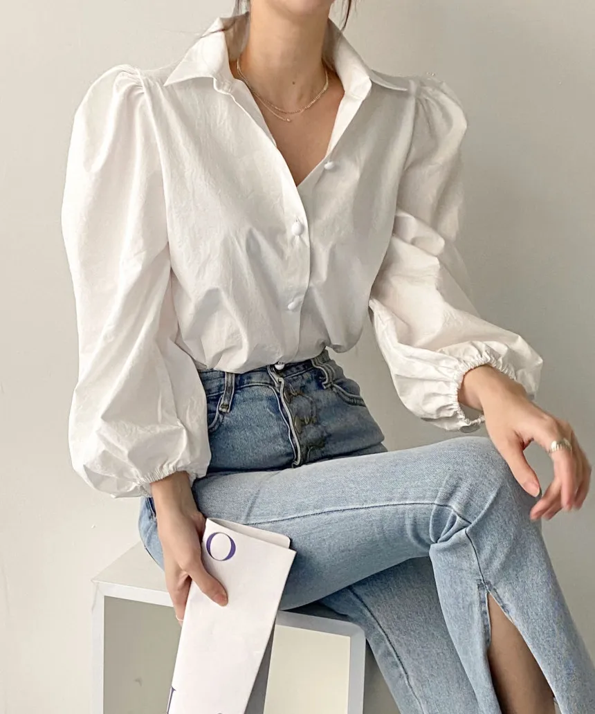 

Корейская шикарная одежда для французских меньшинств на весну и осень, простой свободный универсальный топ с подчеркивает фигуру, простая ...