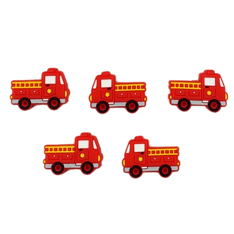 

Силиконовые бусины Fire Engine 5 шт./упак., мультяшный Прорезыватель для зубов для новорожденных, подарки для прорезывания зубов, молярные игрушк...