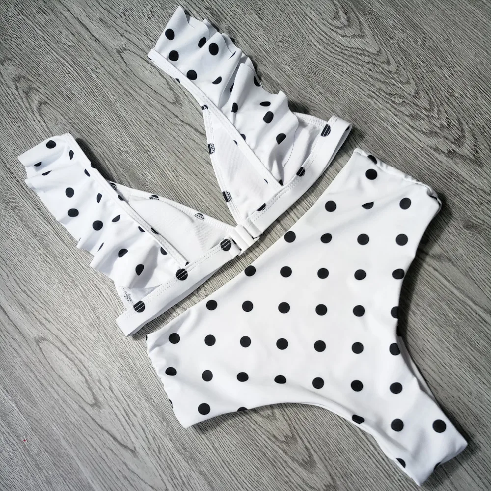 2020 Sexy High Waist Bikini Women Swimwear Push Up Swimsuit Ruffle Bathing Suit Polka Dot Biquinis Summer Beach Wear Female | Женская