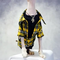 yellow plaid street style shirt sphynx cat summer thin section breathable hairless cat clothes