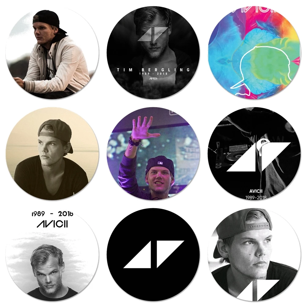 

58mm muerte dj avicii Tim Bergling Icons Pins Badge Decoration Brooches Metal Badges For Clothes Backpack Decoration
