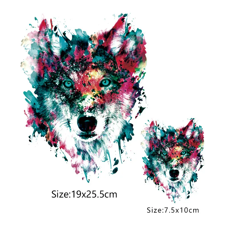Красочные волк Переводные патчи для одежды бесплатная доставка винил