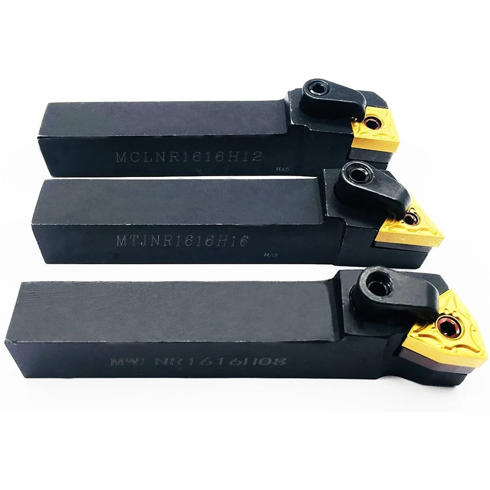 

3PCS External Turning Lathe Tool Holder Carbide Inserts Turning Tools Insert Lathe Tools Indexable Bit Set With 3 Razors Black