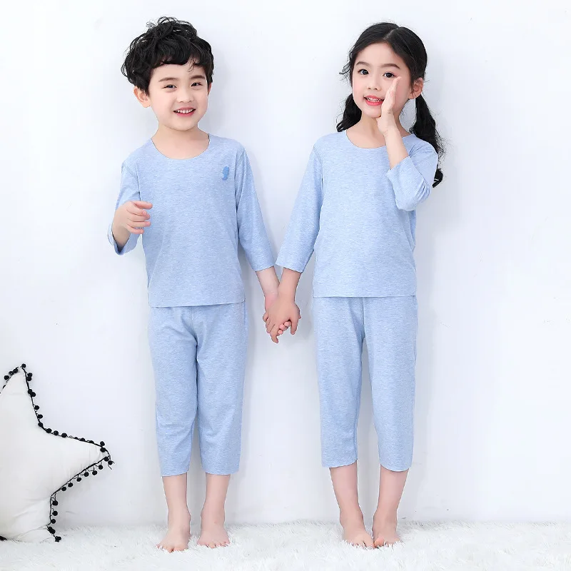 

Children's Cotton Air Conditioning Clothes Summer Seamless Leisure Tops Casual Cut Three-Quarter Sleeve Suit