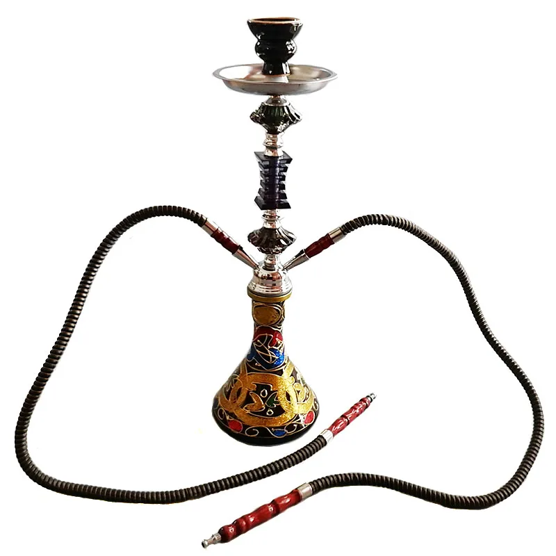 Полный набор кальяна кальян с стеклянной основой черный два шланга наргиле