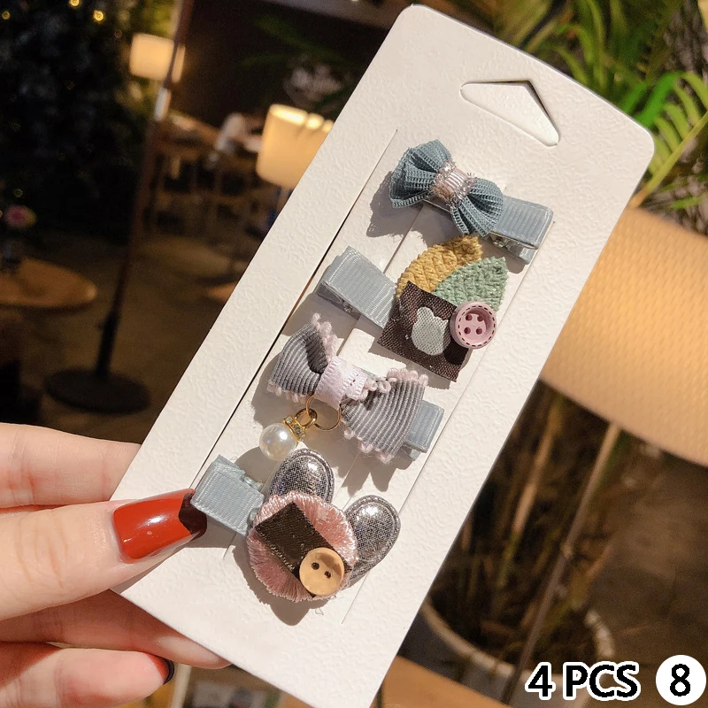 4PCS 8 4/5 шт./компл. ювелирные украшения для волос симпатичная детская одежда с бантом, с проектом из мультфильма, волосы на заколках для наращивания шпильки с орнаментом заколки повязка Для женщин аксессуары для волос - Окраска металла: 4PCS 8