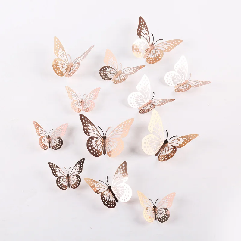 

12pcs Cake Decorations 3D Hollow Butterflies Happy Birthday Cake Toppers for Birthday Cake Dessert Baby Shower Decor Butterfly