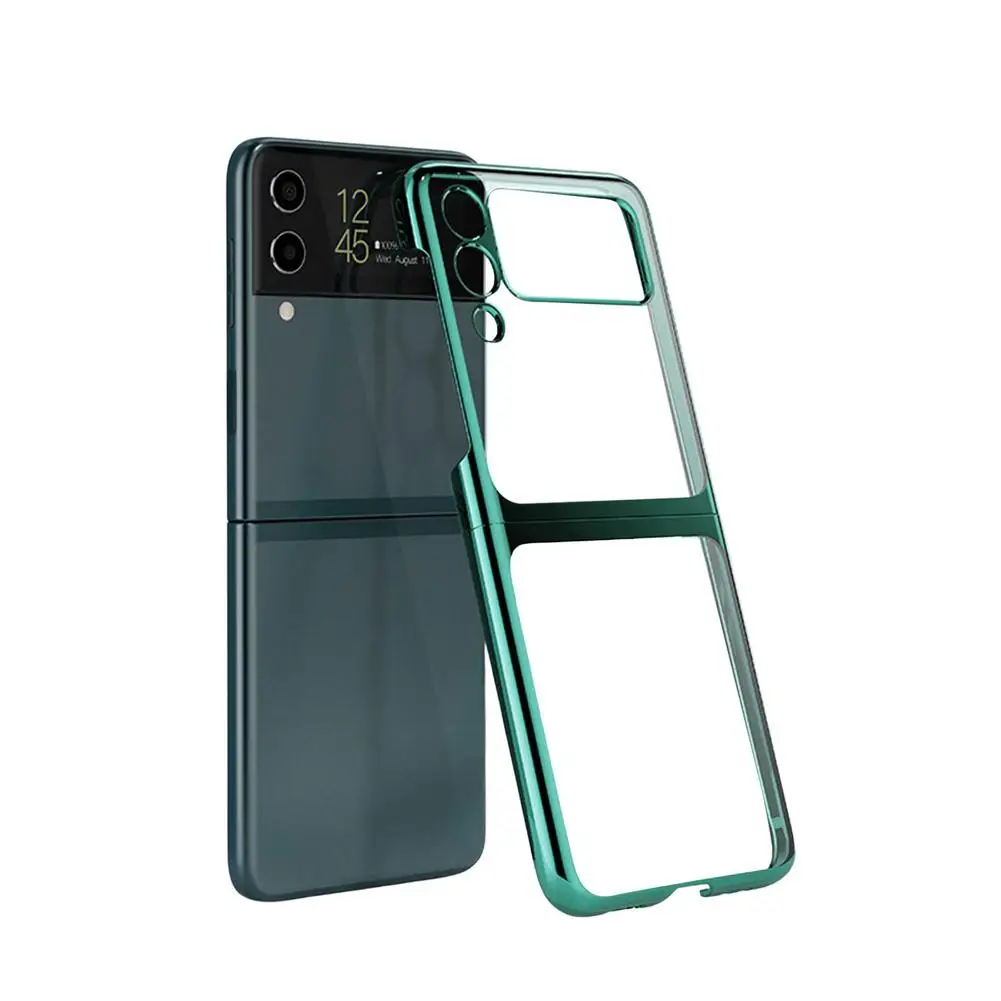 

Прозрачный чехол для телефона с гальваническим покрытием для Galaxy Z Flip3, идеально подходит для корпуса, ПК, металлический цветной складной, со...
