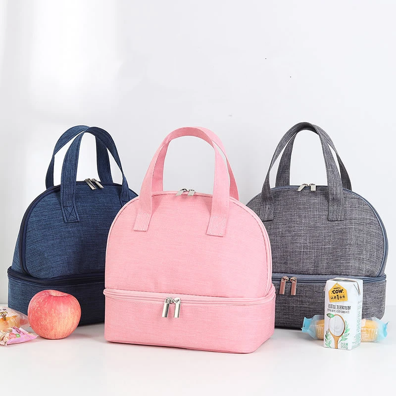 

Double Layer Insulated Cooler Lunch Bag Portable Handbags Thermal Bento Pouch Mommy Bag Food Storage Bags Dinner Container