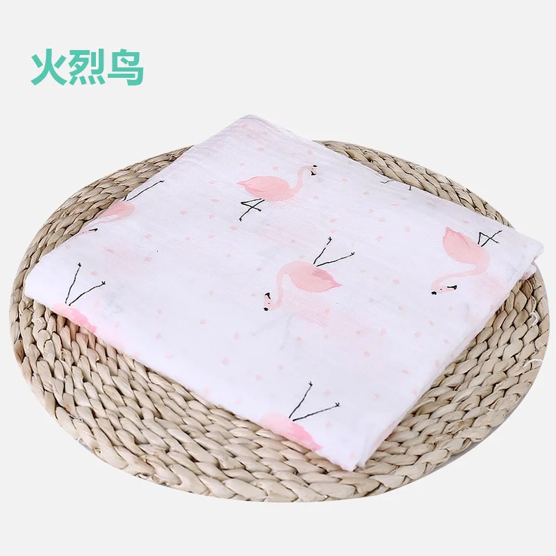 Flamingo-powder 1 шт., хлопок, муслин, детские пеленки, мягкие одеяла для новорожденных, для ванной, марля, Детская накидка, спальный мешок, чехол для коляски, игровой коврик - Цвет: Flamingo-powder