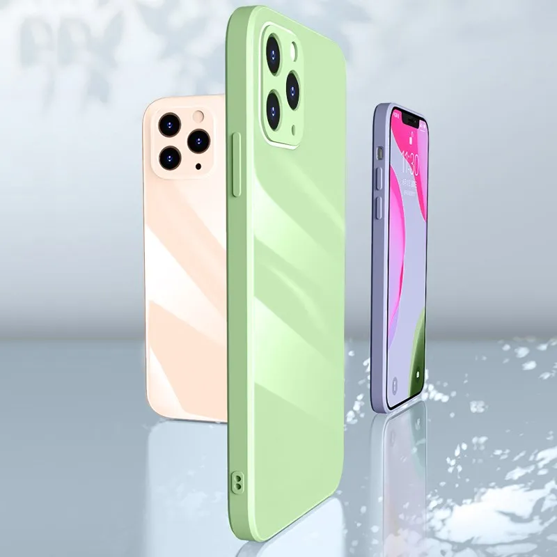 luxury glossy tempered glass back case cover for iphone 11 pro max xs xr 8 plus 7 plus se 2020 new square style phone case free global shipping