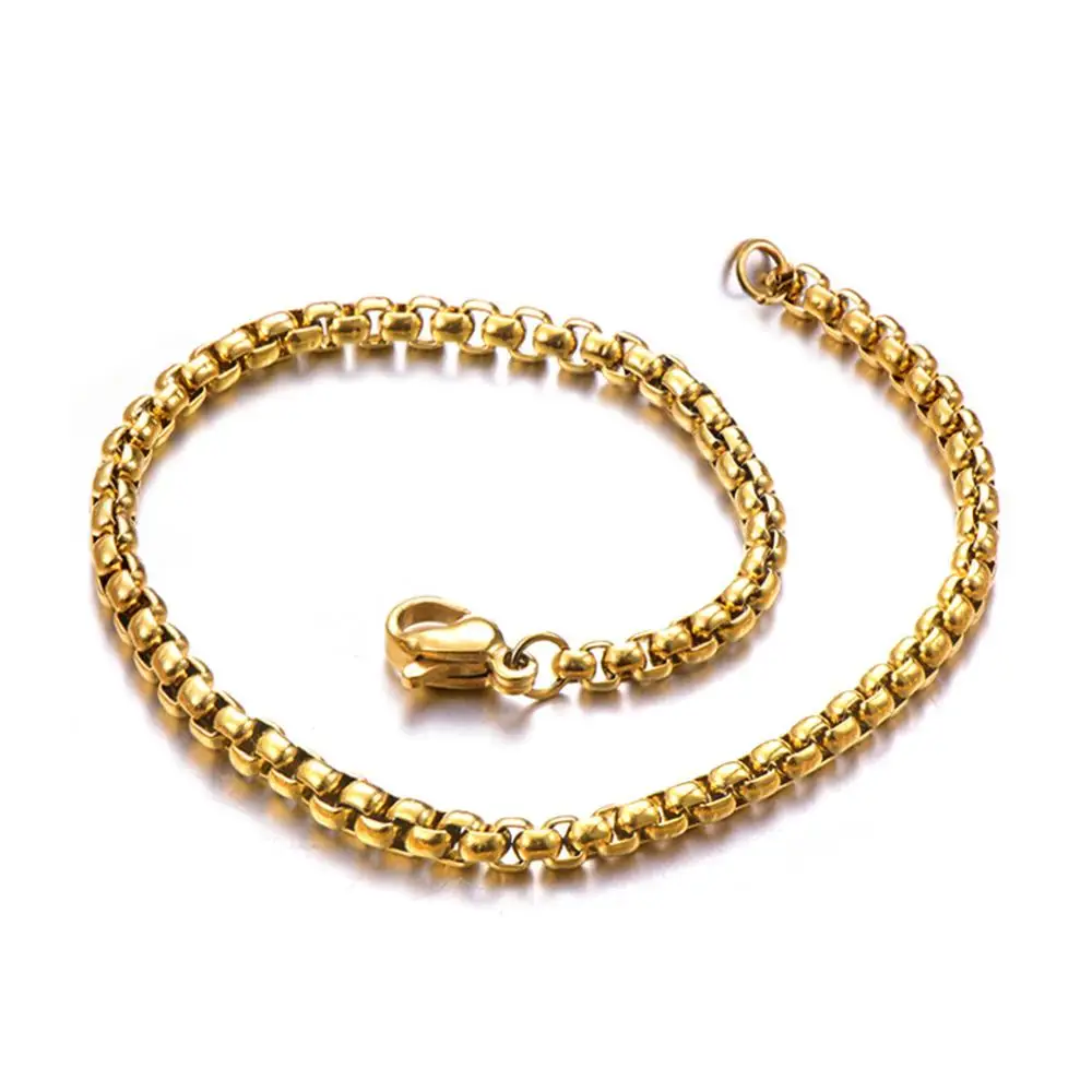 3 мм простая цепочка серебро/золото нержавеющая сталь твист браслет для мужчин wo